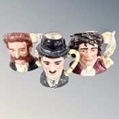 Three Royal Doulton character jugs : Charlie Chaplin, Johann Strauss II,