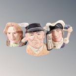 Three Royal Doulton character jugs : Oscar Wilde, Dick Whittington,