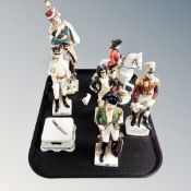 Six porcelain figures of Napoleonic soldiers,