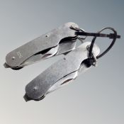 Two British Army stainless steel clasp knives,
