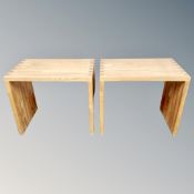 A pair of contemporary oak low tables