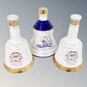 Three Wade Bell's Scotch whisky commemorative decanters : Birth of Prince William,