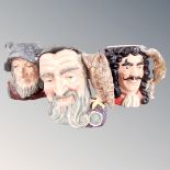 Three Royal Doulton character jugs : Rip van Winkle, Captain Hook,