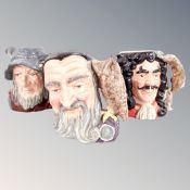 Three Royal Doulton character jugs : Rip van Winkle, Captain Hook,