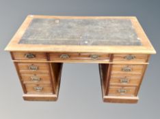 A Victorian mahogany twin pedestal desk,