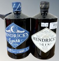Two x Hendricks Gin, Regular & Lunar, each bottle 70 cl.