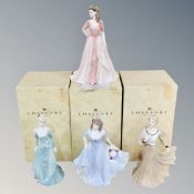 Four Coalport figures CONDITION REPORT: three boxed