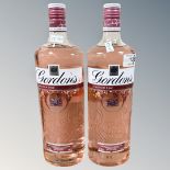 Two x Gordons Pink Premier Gin, each bottle 1 litre.