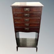 A late Victorian five drawer music cabinet,