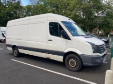 A Volkswagen Crafter CR35 Startline TDI LWB panel van, registration DV14 YXP, first registered 28.3.