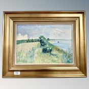 Continental School : A coastal view, oil on canvas, 36 cm x 25 cm.