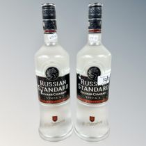Two x Russian Standard Vodka, each bottle 1 litre.