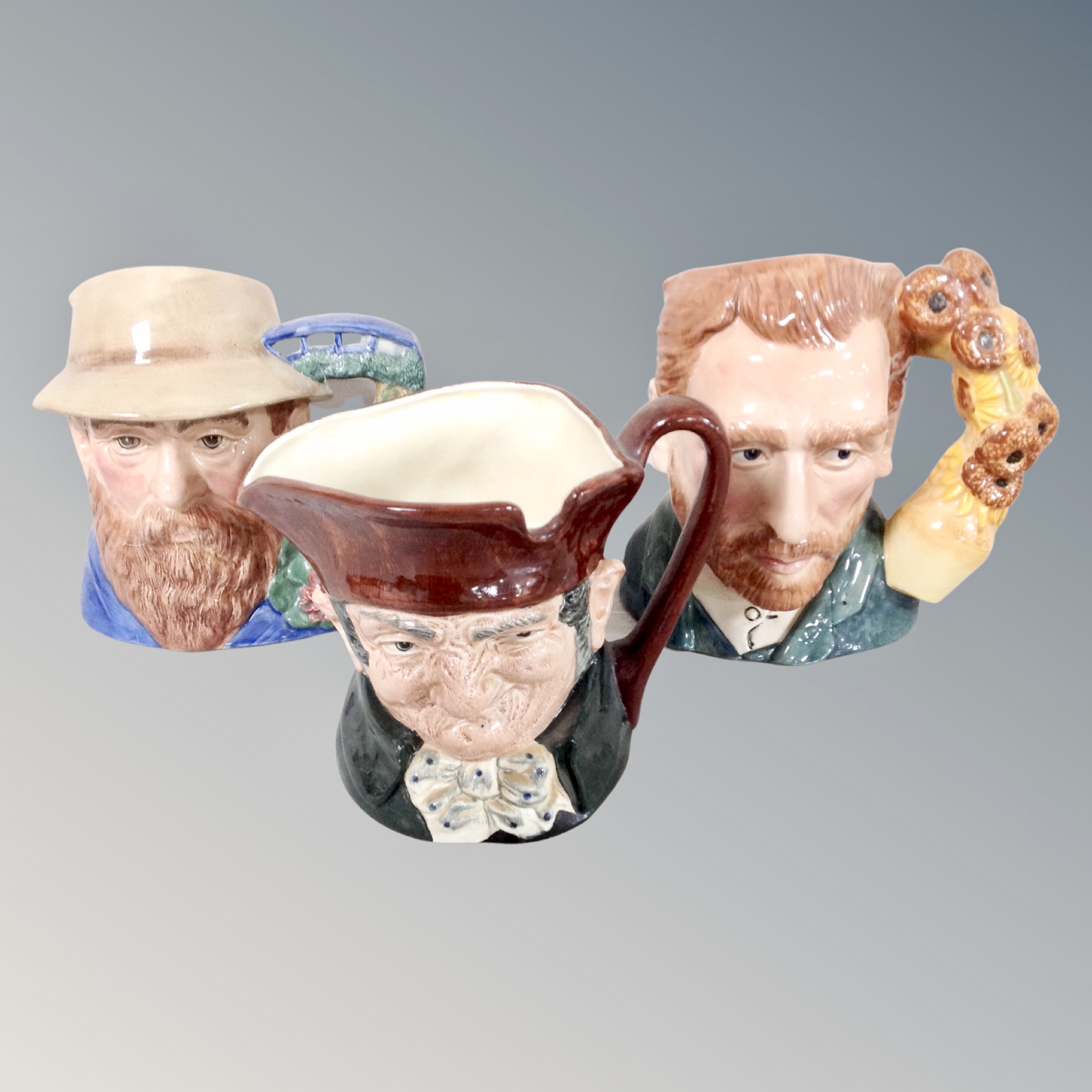 Three Royal Doulton character jugs : Vincent Van Gogh, Old Charley,