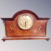 A late Victorian inlaid mahogany mantel clock