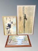 An E Siddle oil on canvas of a border collie and two further pictures