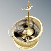 A brass swing handled coal bucket,