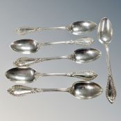 Set of six Victorian silver teaspoons,