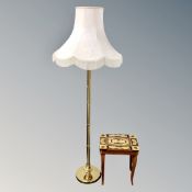An Italian inlaid musical occasional table together with a brass standard lamp