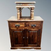 A stained hardwood side cabinet,