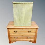 An Edwardian satinwood two drawer low chest together with a loom linen box