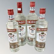 Four x Smirnoff No. 21 Vodka : 2 x 70 cl bottles & 2 x 50 cl bottles.