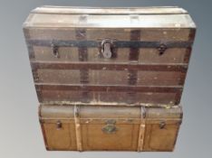 A domed top Edwardian trunk and one further trunk (2)