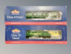 Two boxed Bacchman Branchline locomotives 31-265 motor luggage van,