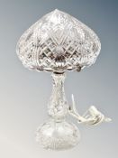 An early 20th century crystal table lamp with shade