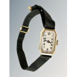 A lady's 9ct gold vintage wristwatch signed Rolco, case 17mm wide.