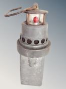 A Leeds Ringrose firedamp alarm detector lamp