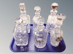 Six various crystal decanters