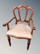 A reproduction Victorian style armchair width 65 cm
