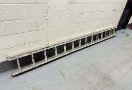 An aluminium extension ladder