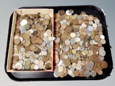 A tray of coins,