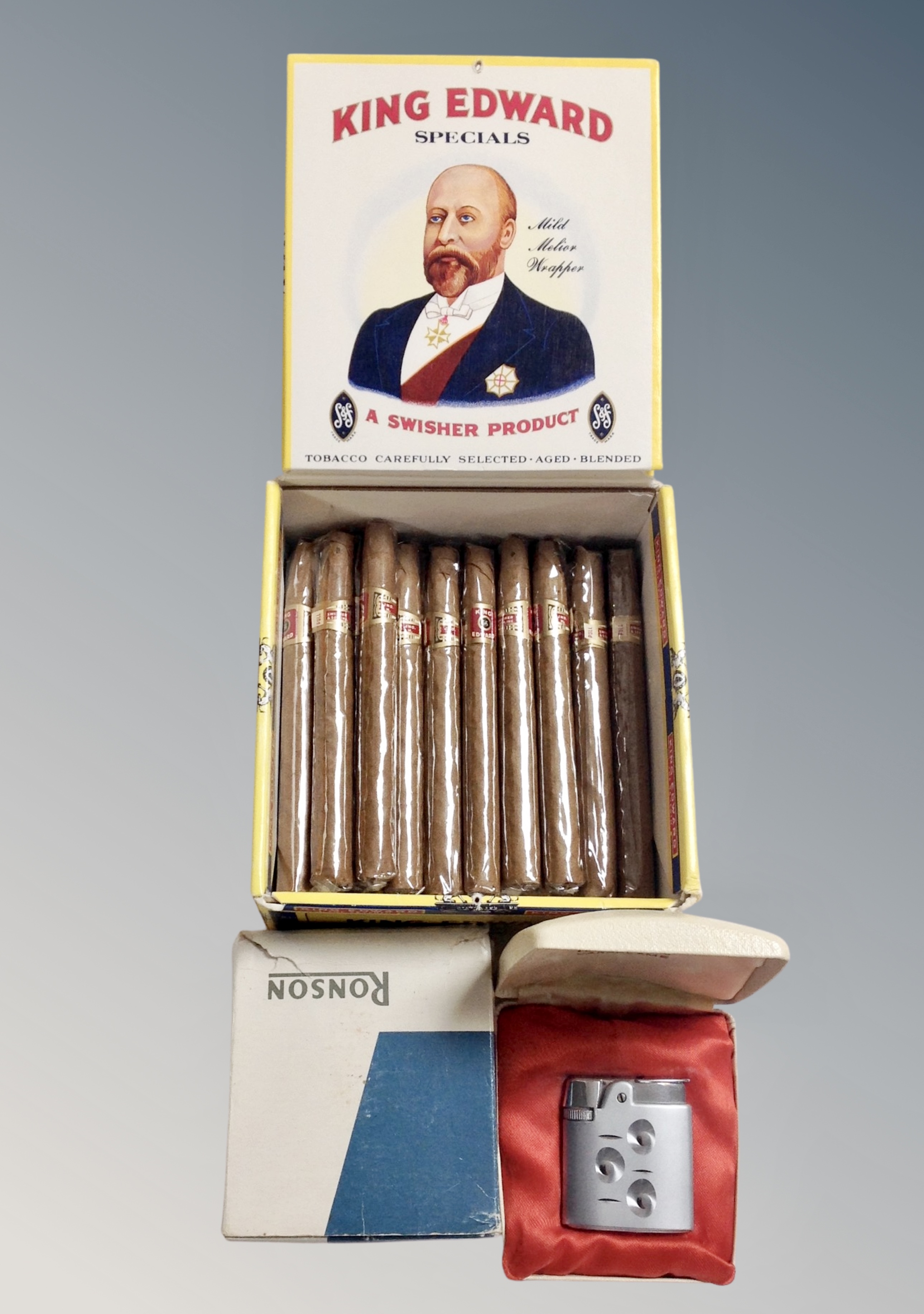 A King Edward Special Cigar box containing 30 cigars,