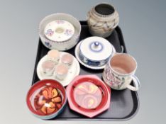 A tray of Poole pottery including egg cups, vase,