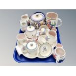 A tray of Poole pottery including biscuit barrel, hor's de ouvre dish,