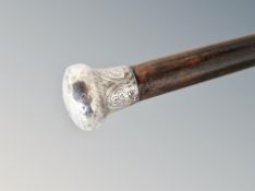 An antique silver mounted gentleman's walking cane