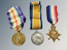 A First World War medal trio comprising British War Medal,