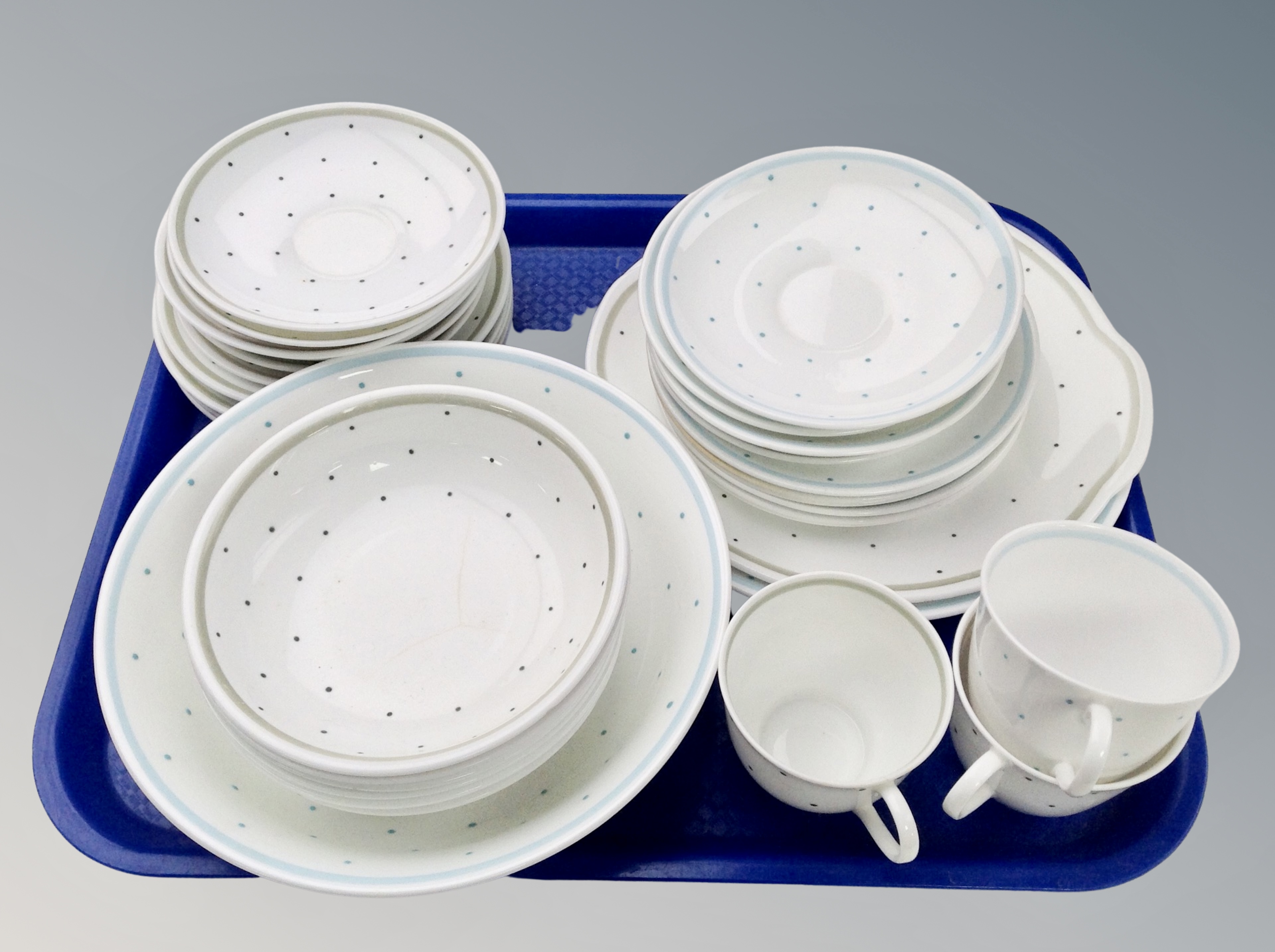 Thirty-four pieces of Susie Cooper polker dot pattern tea china