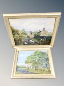 A collection of pictures, oil painting depicting buildings,