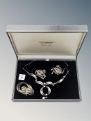 A box of silver wire filigree necklace,