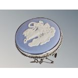 A silver mounted Wedgwood Jasperware brooch