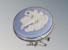 A silver mounted Wedgwood Jasperware brooch