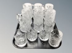 Seven cut crystal tankards and six further tumblers