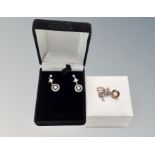A pair of Pandora S925 ALE Eternal Elegance drop earrings,