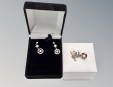 A pair of Pandora S925 ALE Eternal Elegance drop earrings,