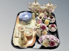 A tray of Victoria china, china posies,