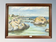 C Hollen : Coastal landscape, oil on canvas,