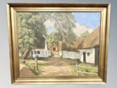 Danish School : A farm stead, oil on canvas,